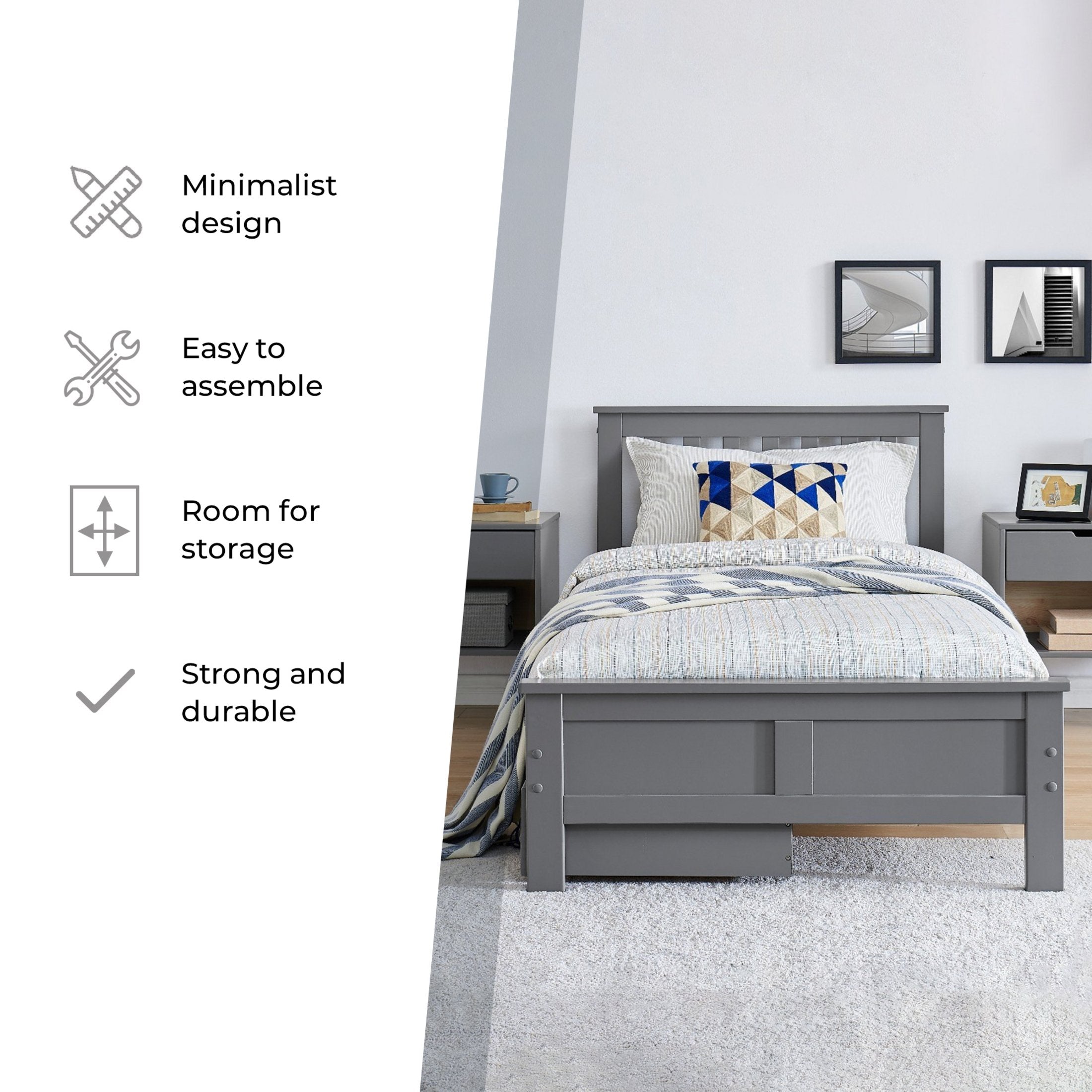 Azure White Solid Pine Single Bed Frame — image 6