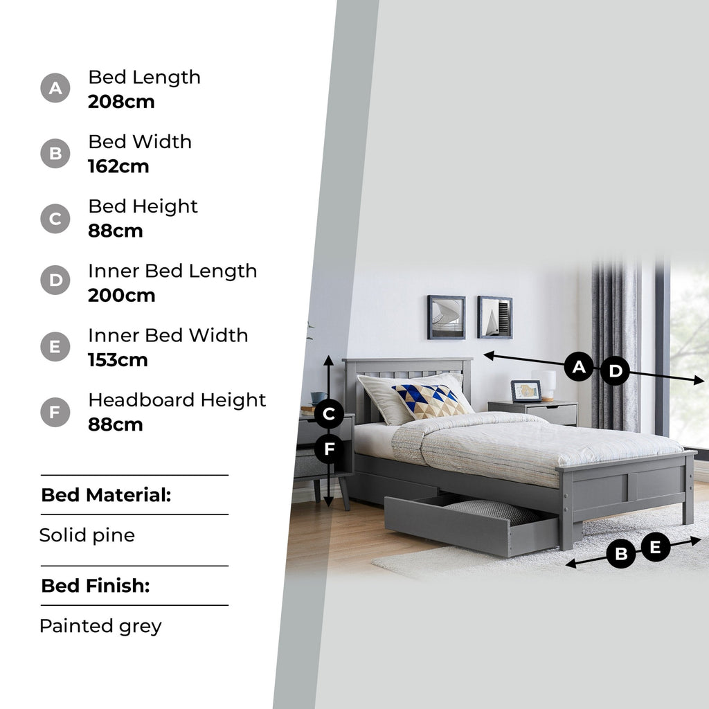 Azure Grey Solid Pine Single Bed Frame — image 6