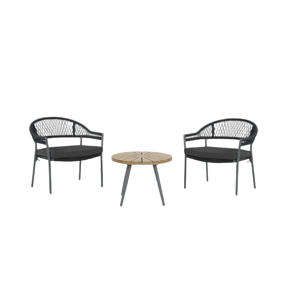Bisou Outdoor Bistro Set - Teak & Black — image 1