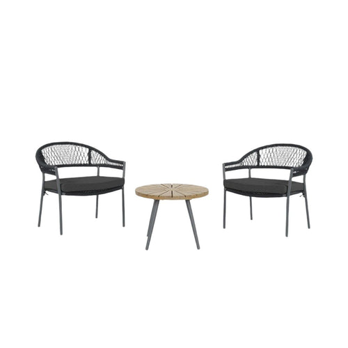Bisou Outdoor Bistro Set - Teak & Black — image 1