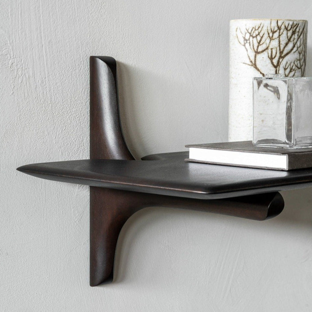 Pi 1 Shelf Wall Shelf - Dark Brown Varnished Mahogany — image 4