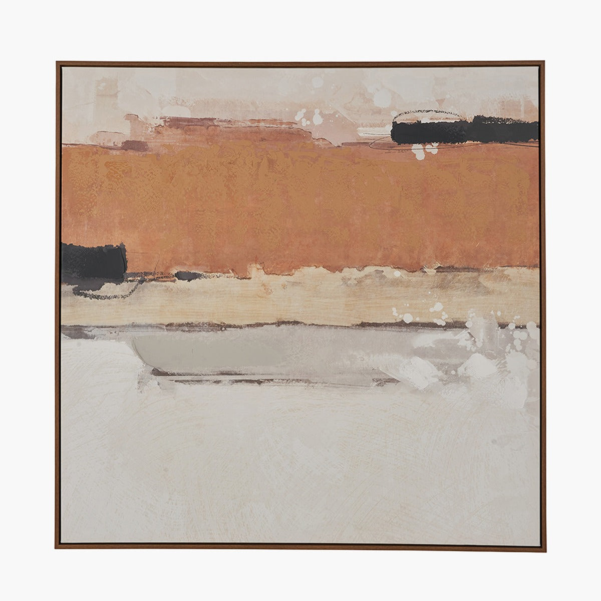 Abstract Square Canvas - White & Terracotta with Oak Effect Frame — image 3