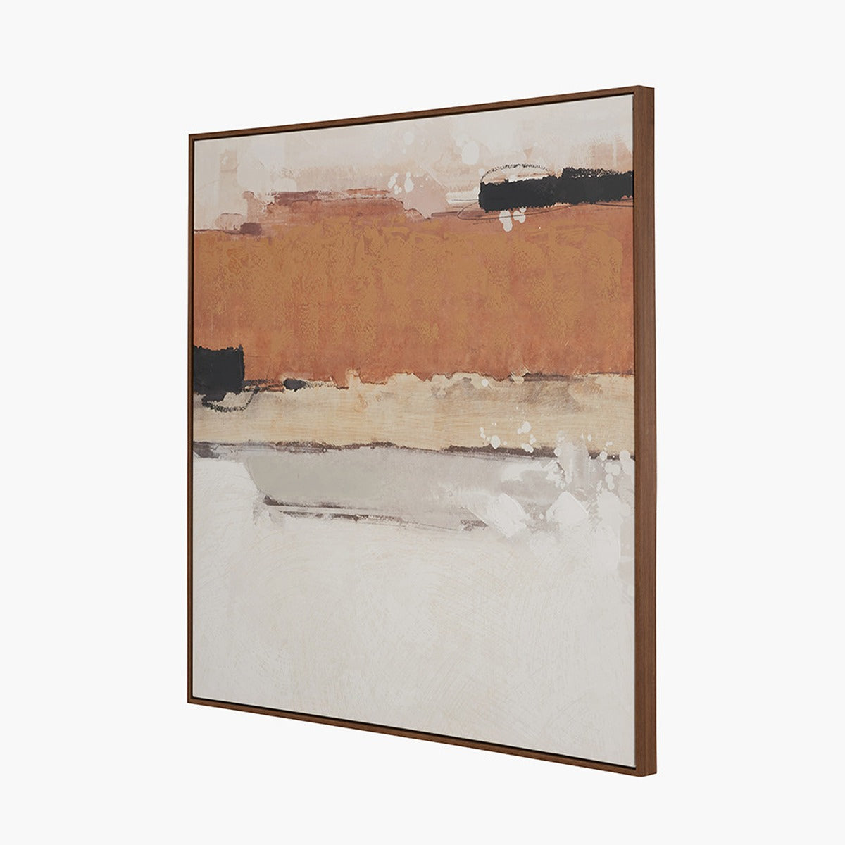 Abstract Square Canvas - White & Terracotta with Oak Effect Frame — image 4