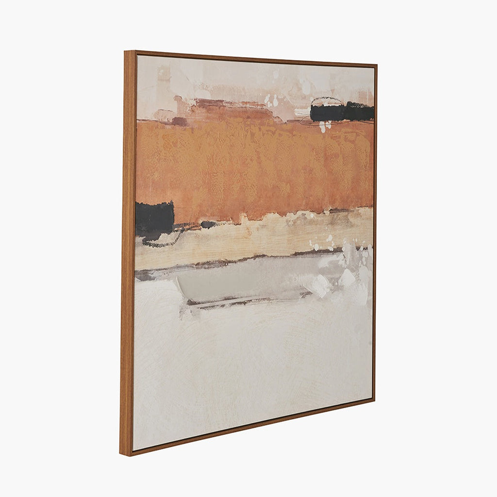 Abstract Square Canvas - White & Terracotta with Oak Effect Frame — image 5