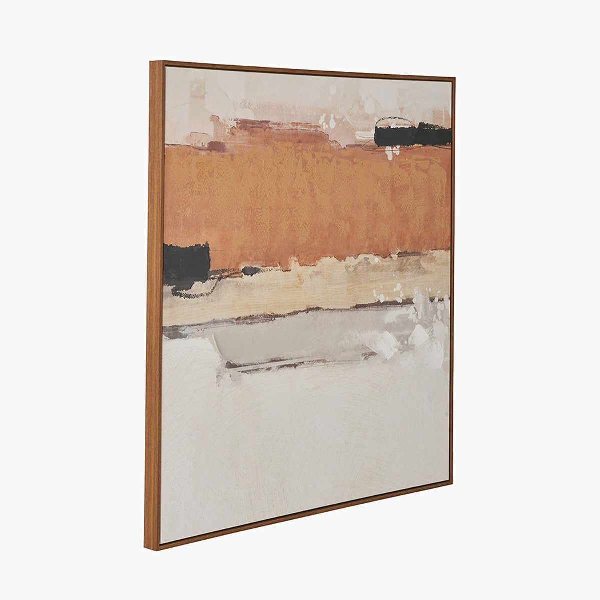 Abstract Square Canvas - White & Terracotta with Oak Effect Frame — image 5