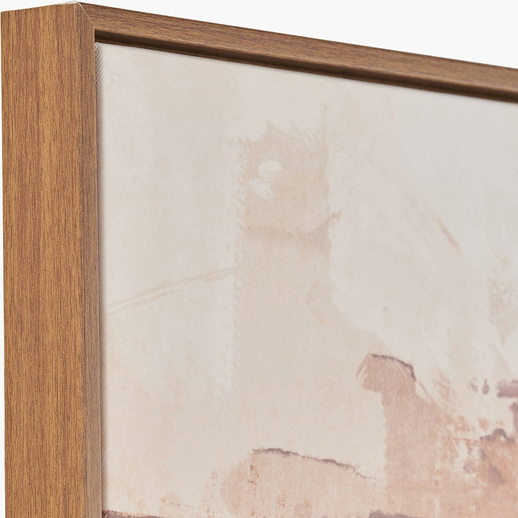 Abstract Square Canvas - White & Terracotta with Oak Effect Frame — image 7
