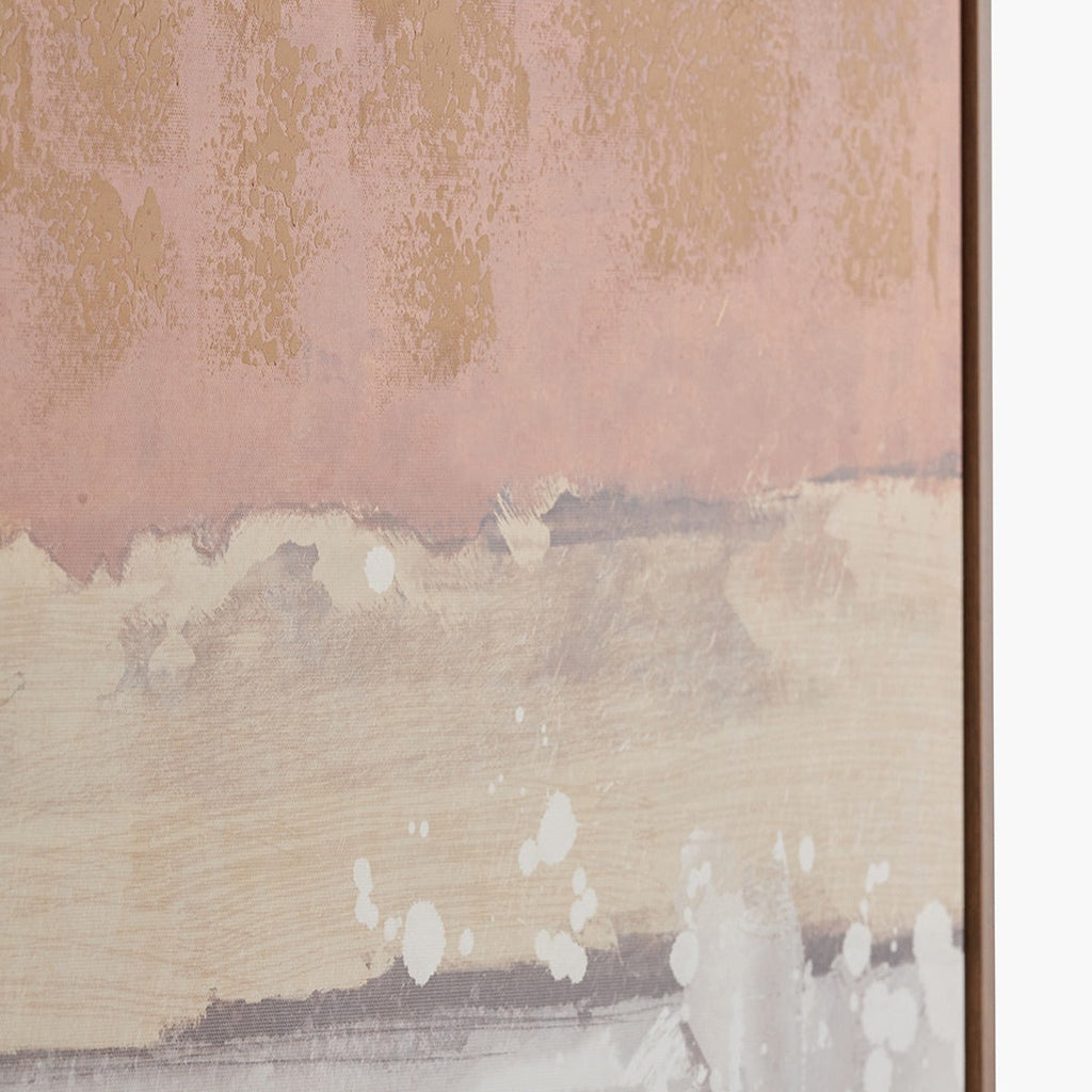 Abstract Square Canvas - White & Terracotta with Oak Effect Frame — image 8