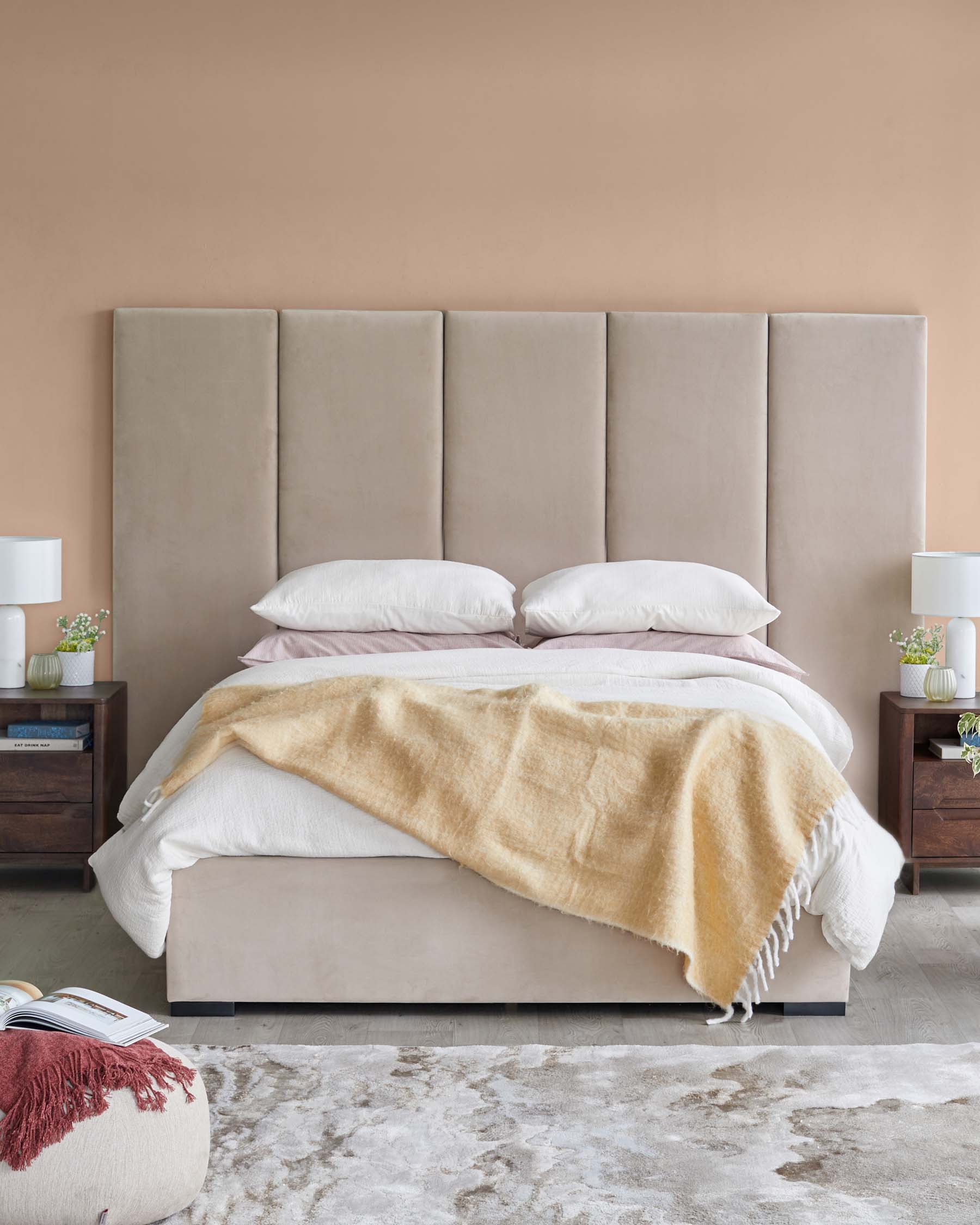 Penelope champagne velvet super king ottoman bed with 5 panel headboard — image 6