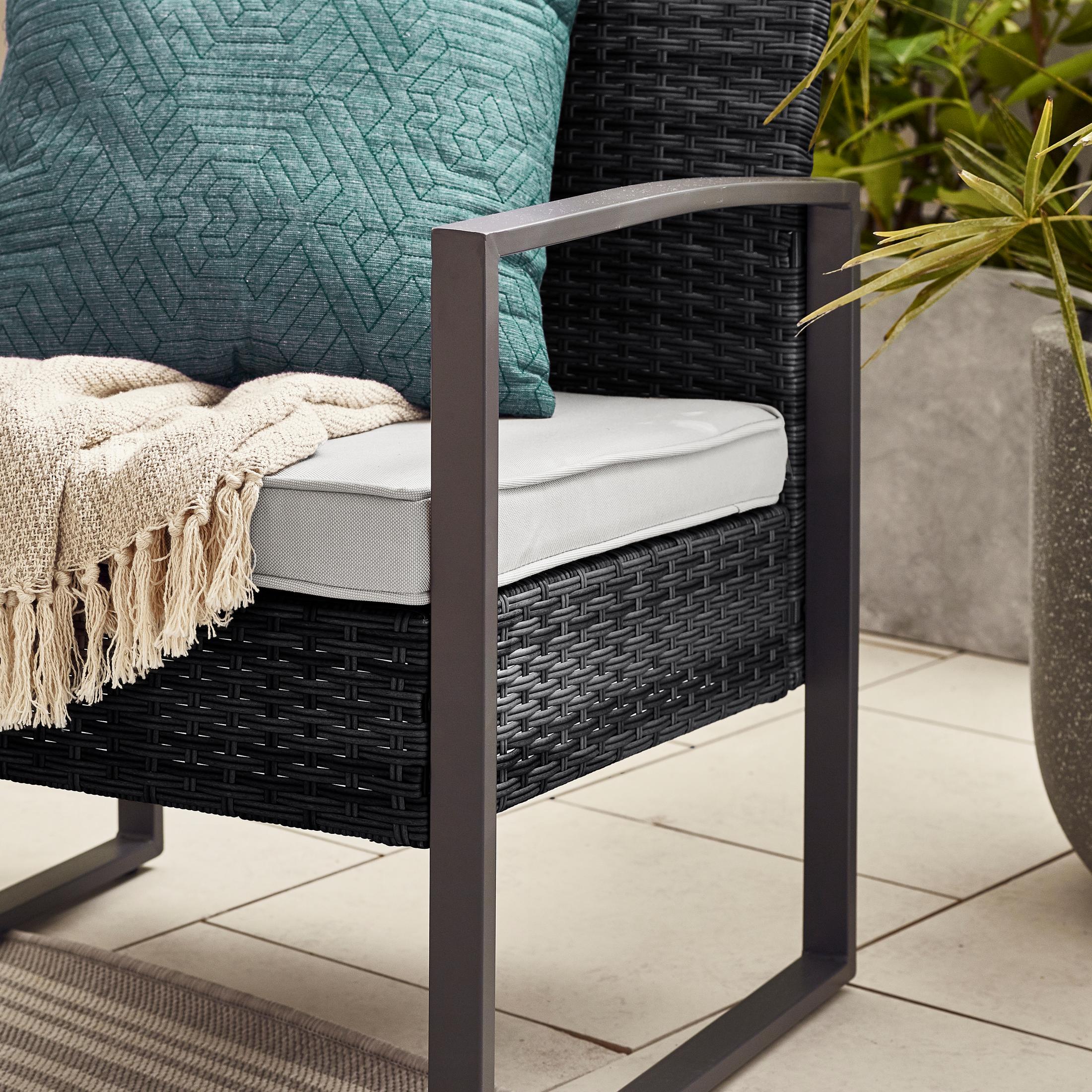 Algarve Black Rattan 2 Seat Garden Bistro Set — image 3