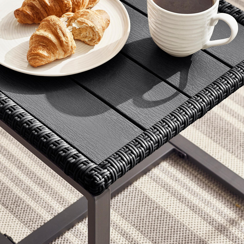 Algarve Black Rattan 2 Seat Garden Bistro Set — image 7