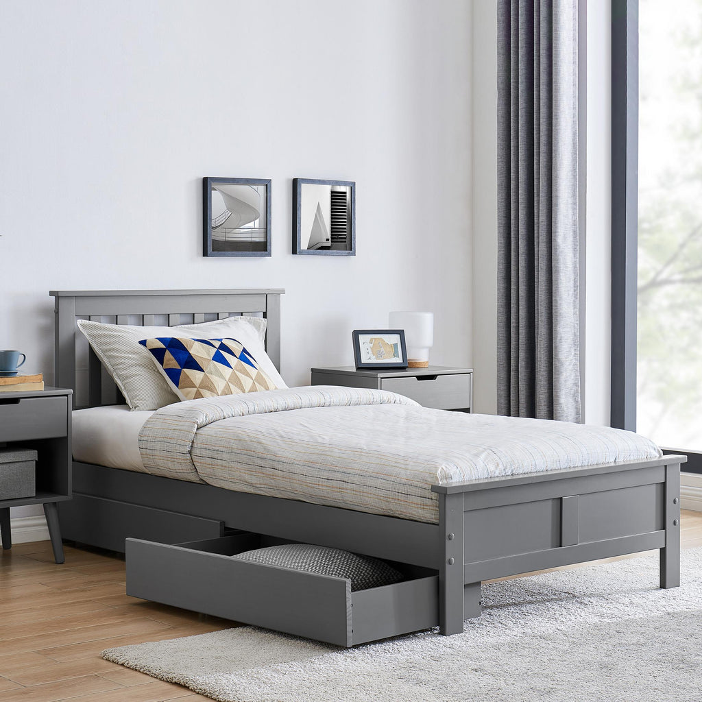 Azure Grey Solid Pine Single Bed Frame — image 1