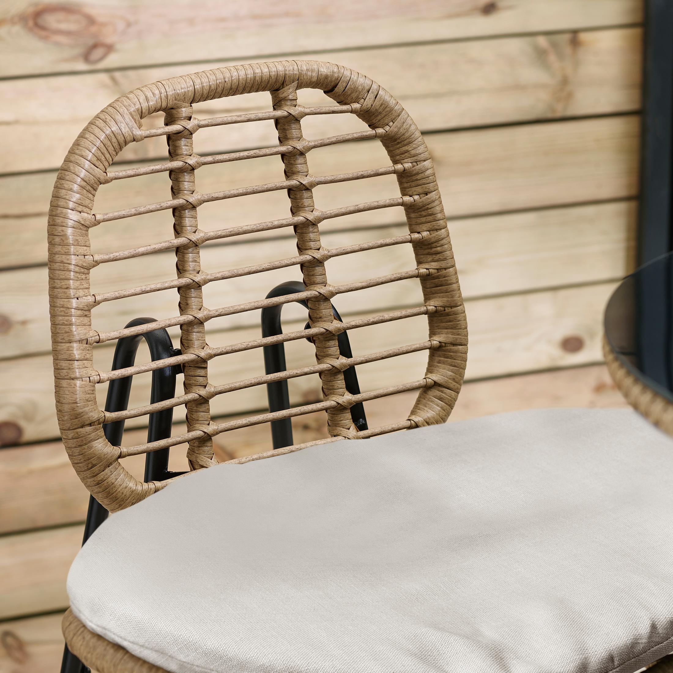Belize Beige Rattan & Cream 2 Seat Garden Bar Table Set — image 10