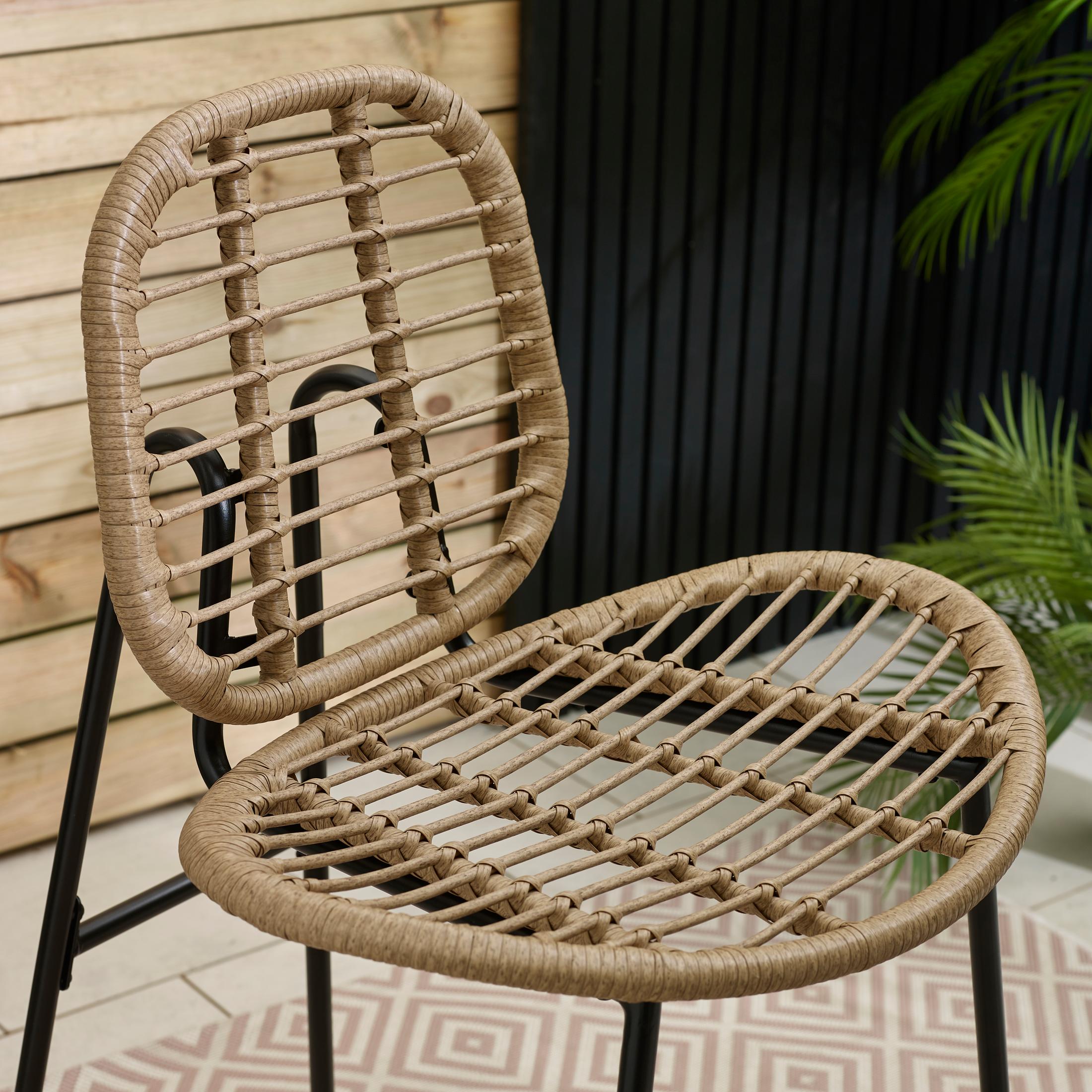 Belize Beige Rattan & Cream 2 Seat Garden Bar Table Set — image 9