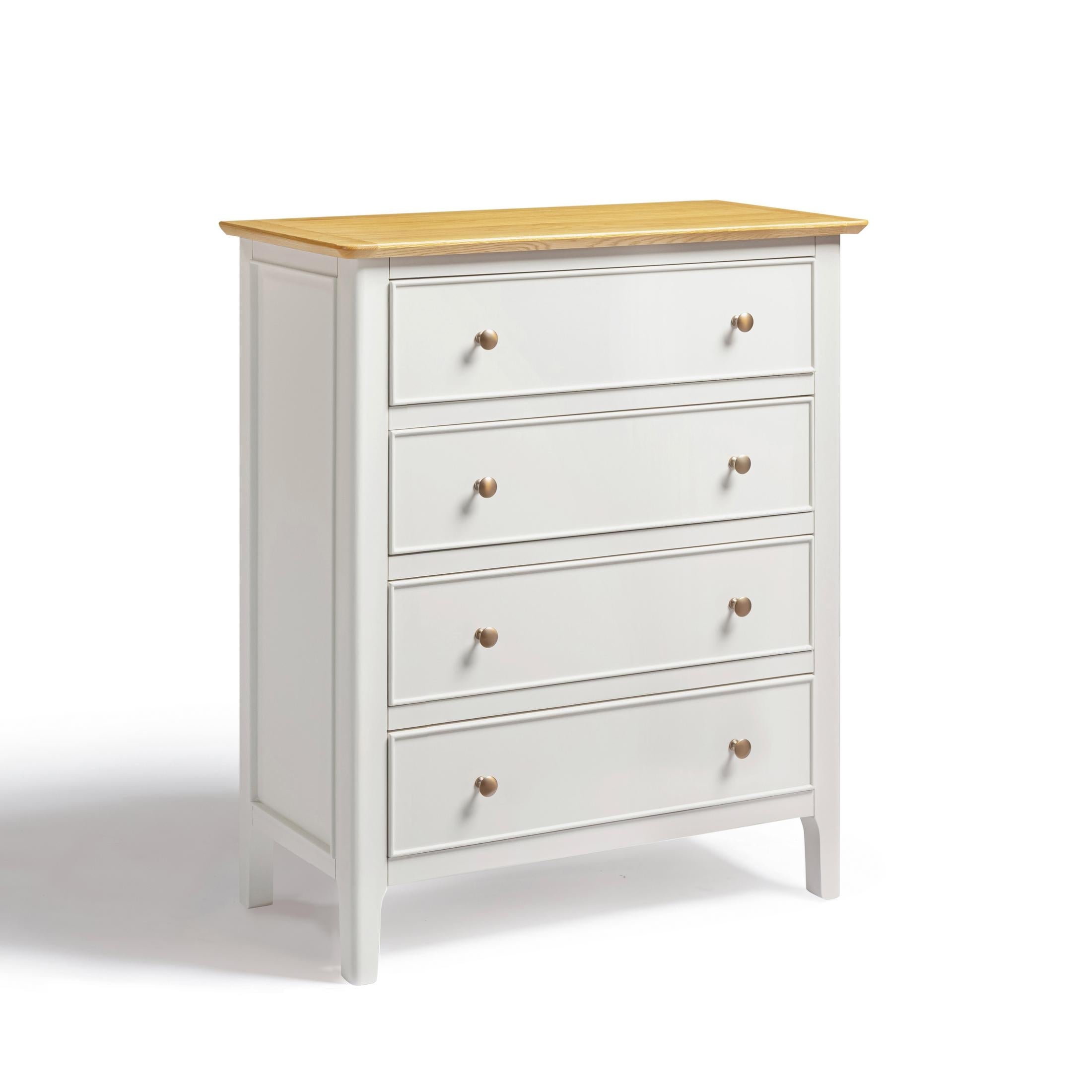 Belle 4 Drawer Solid Oak Wood and Cream Chest of Drawers — image 2