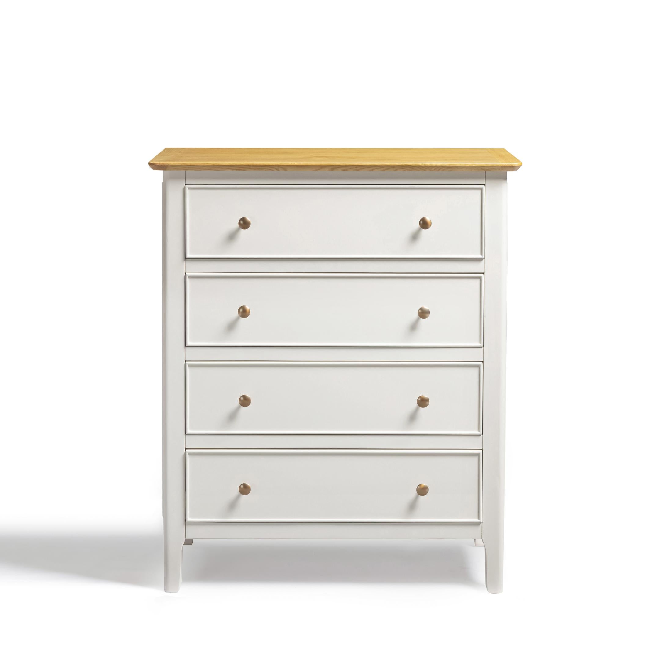 Belle 4 Drawer Solid Oak Wood and Cream Chest of Drawers — image 3