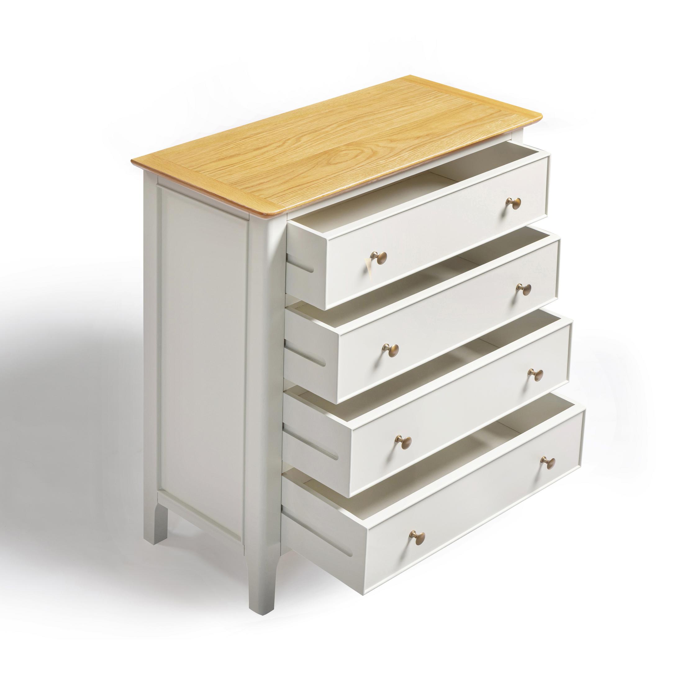 Belle 4 Drawer Solid Oak Wood and Cream Chest of Drawers — image 4