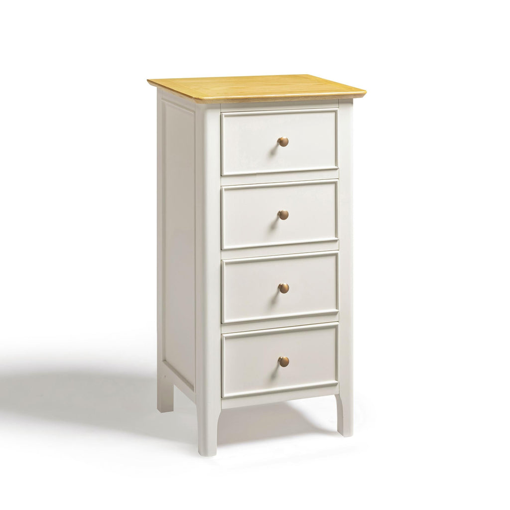 Belle 4 Drawer Tall Solid Oak and Cream Small Chest of Drawers — image 9