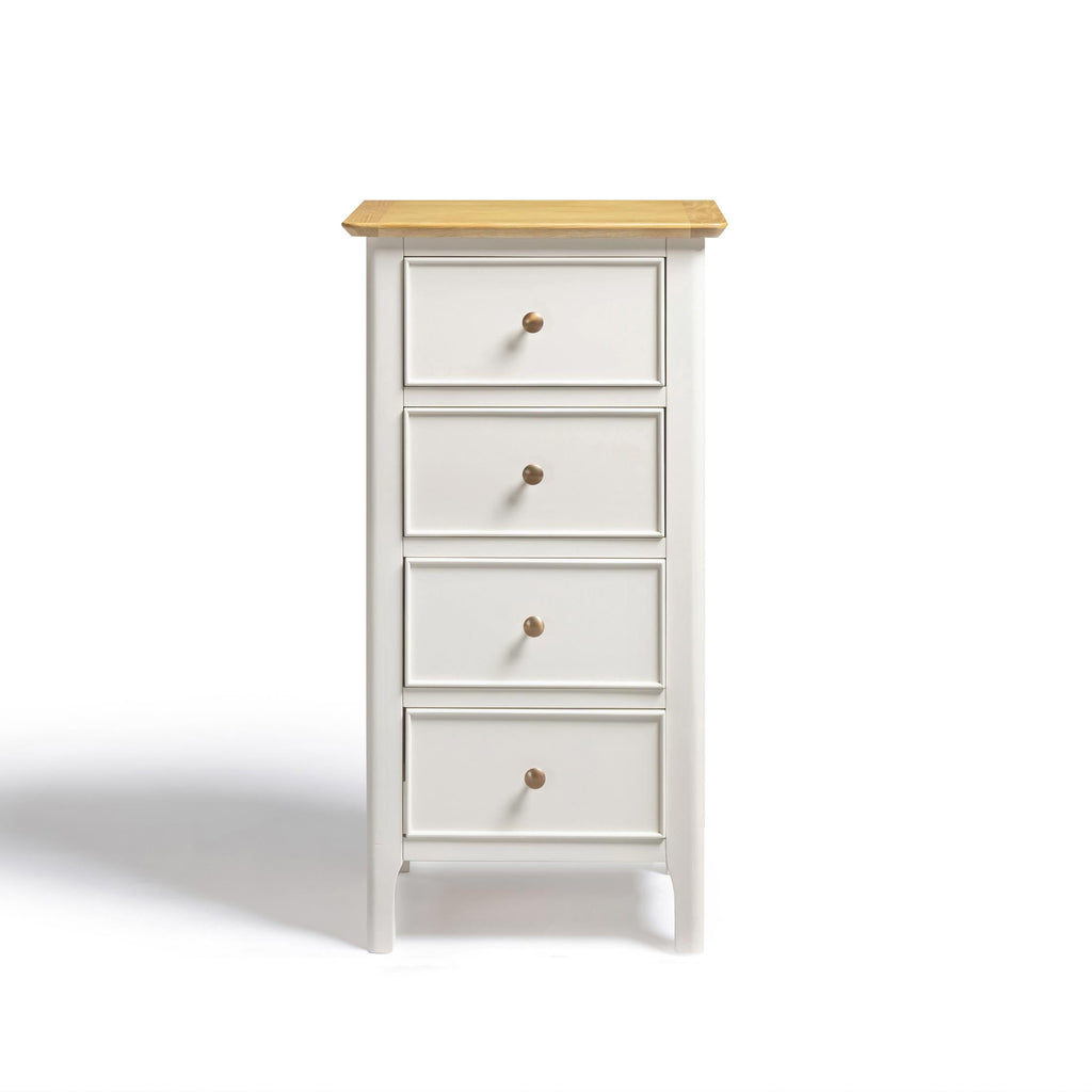 Belle 4 Drawer Tall Solid Oak and Cream Small Chest of Drawers — image 3