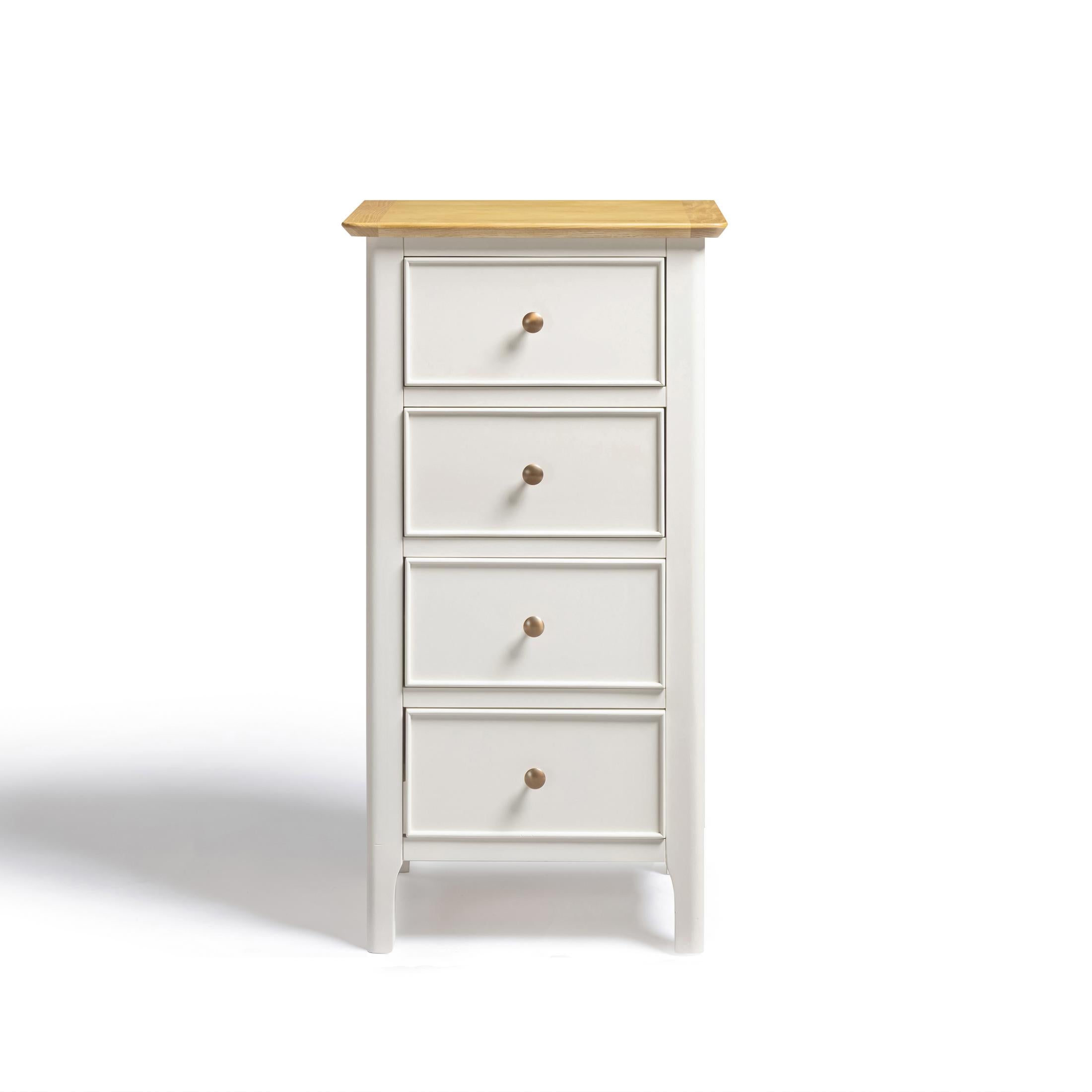 Belle 4 Drawer Tall Solid Oak and Cream Small Chest of Drawers — image 3