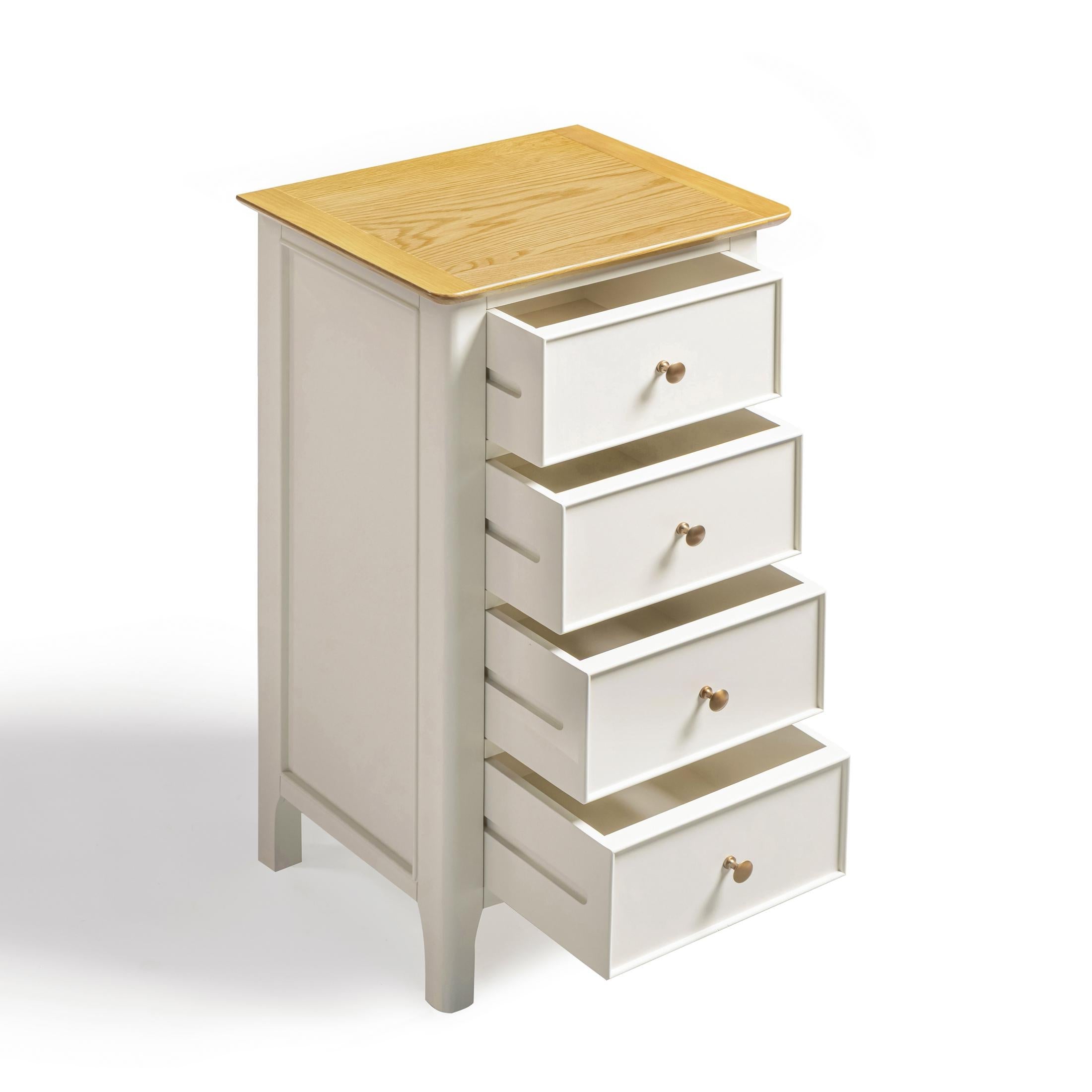 Belle 4 Drawer Tall Solid Oak and Cream Small Chest of Drawers — image 4