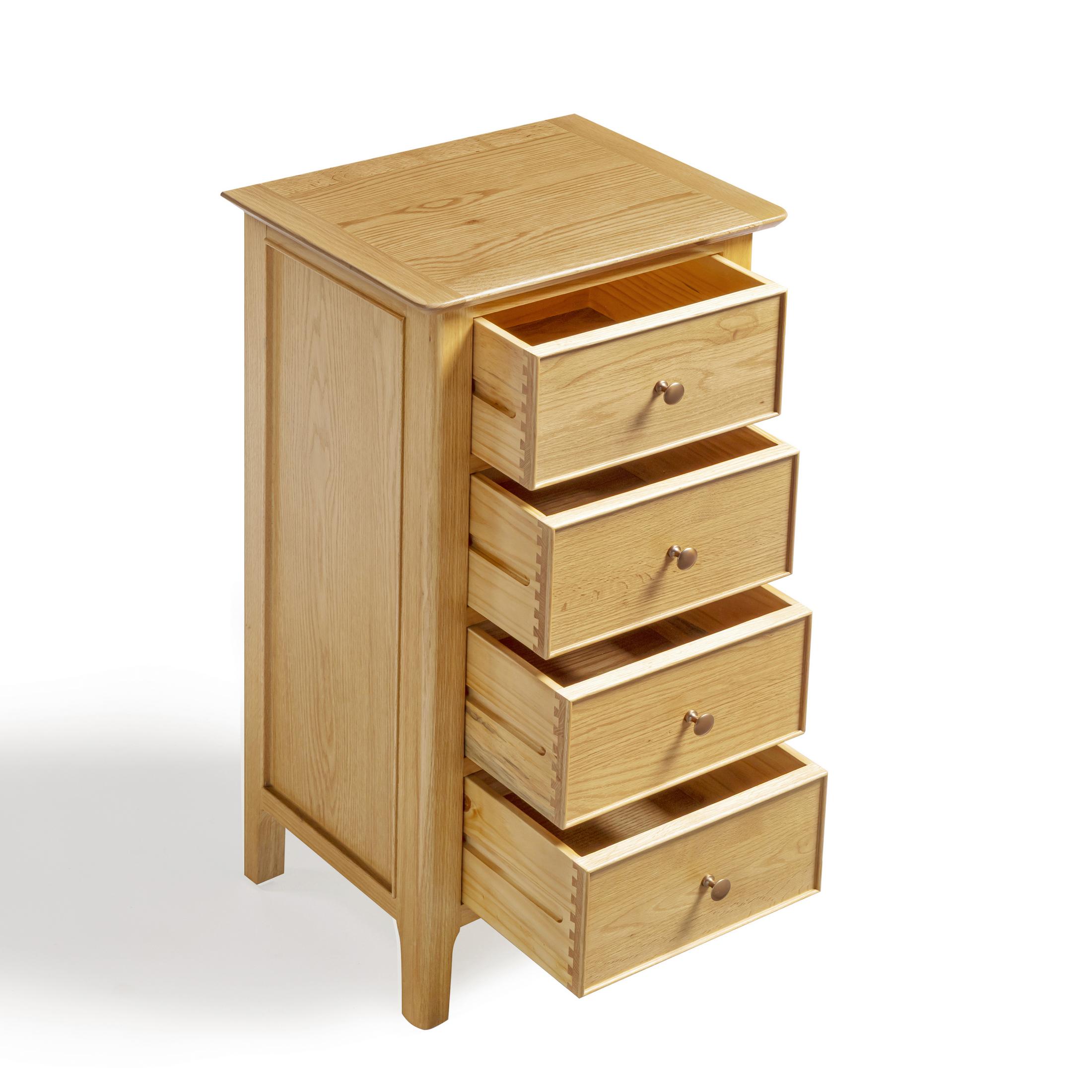 Belle 4 Drawer Tall Solid Oak Slim Chest of Drawers — image 10