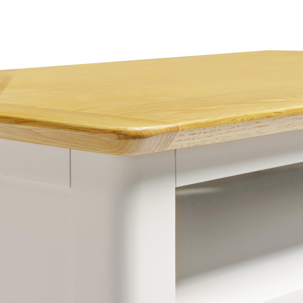 Belle Solid Oak Wood and Cream Corner TV Stand — image 5