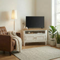Belle Solid Oak Wood and Cream Corner TV Stand — image 1