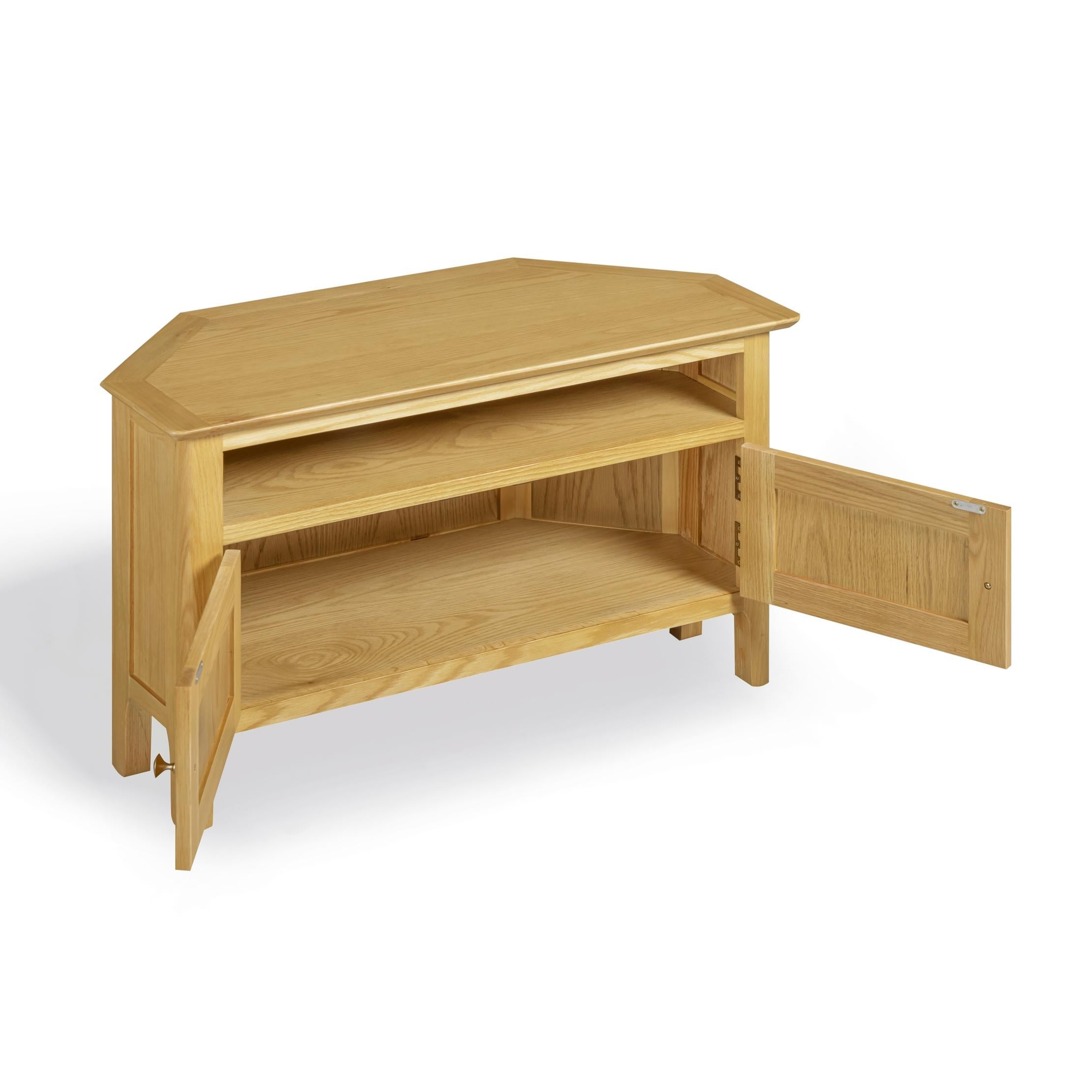 Belle Solid Oak Wood Corner TV Stand — image 4