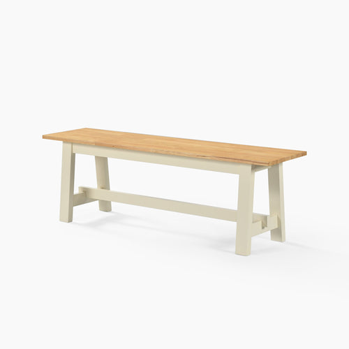Blakeney Oak and Cream Solid Wood Dining Bench — image 2