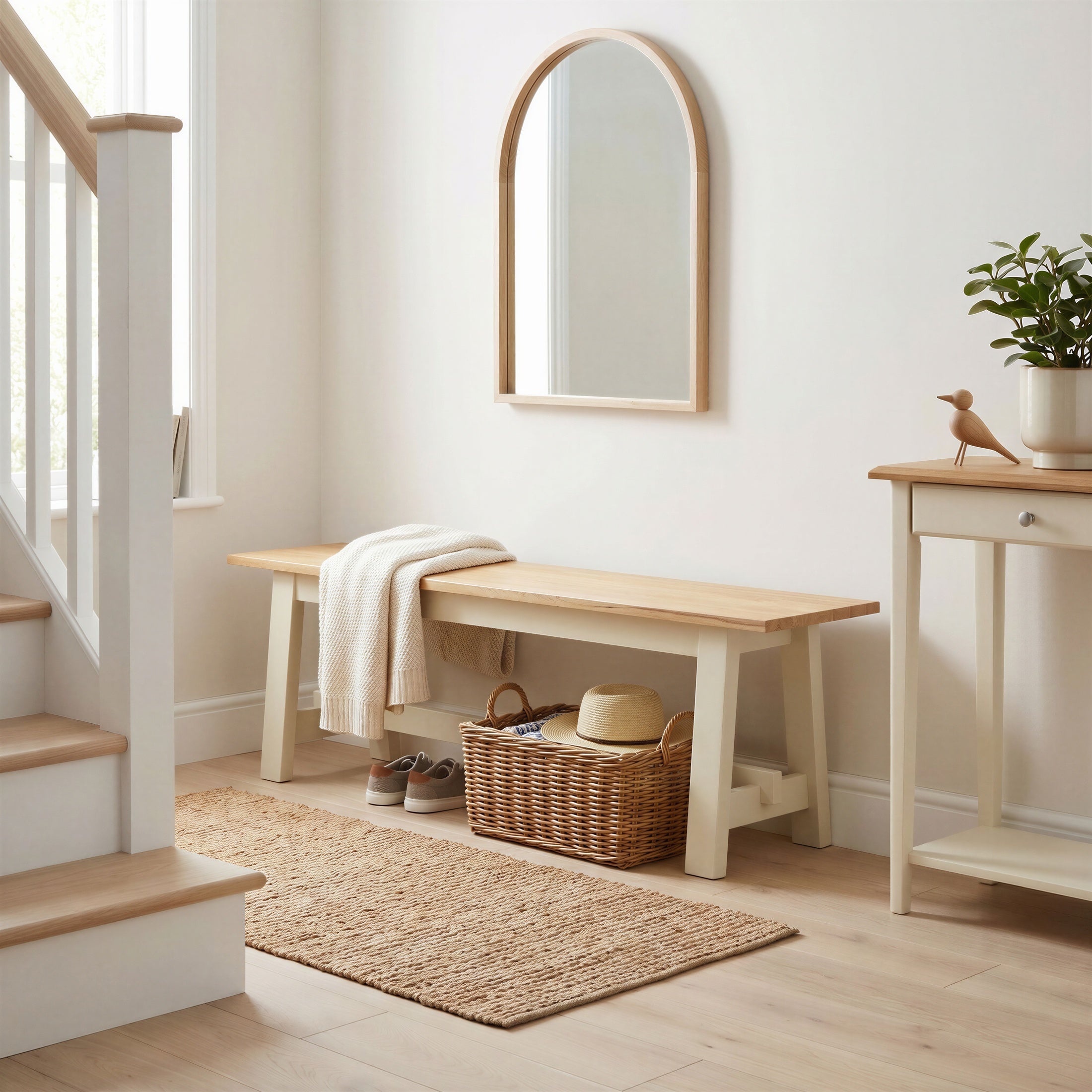 Blakeney Oak and Cream Solid Wood Dining Bench — image 7