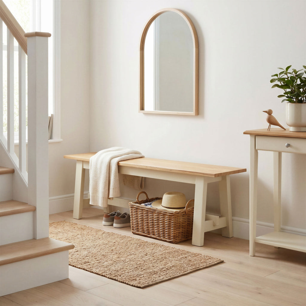 Blakeney Oak and Cream Solid Wood Dining Bench — image 1