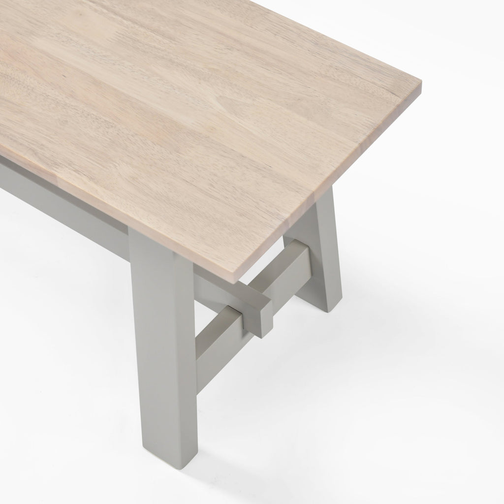 Blakeney Whitewashed and Light Grey Solid Wood Dining Bench — image 10