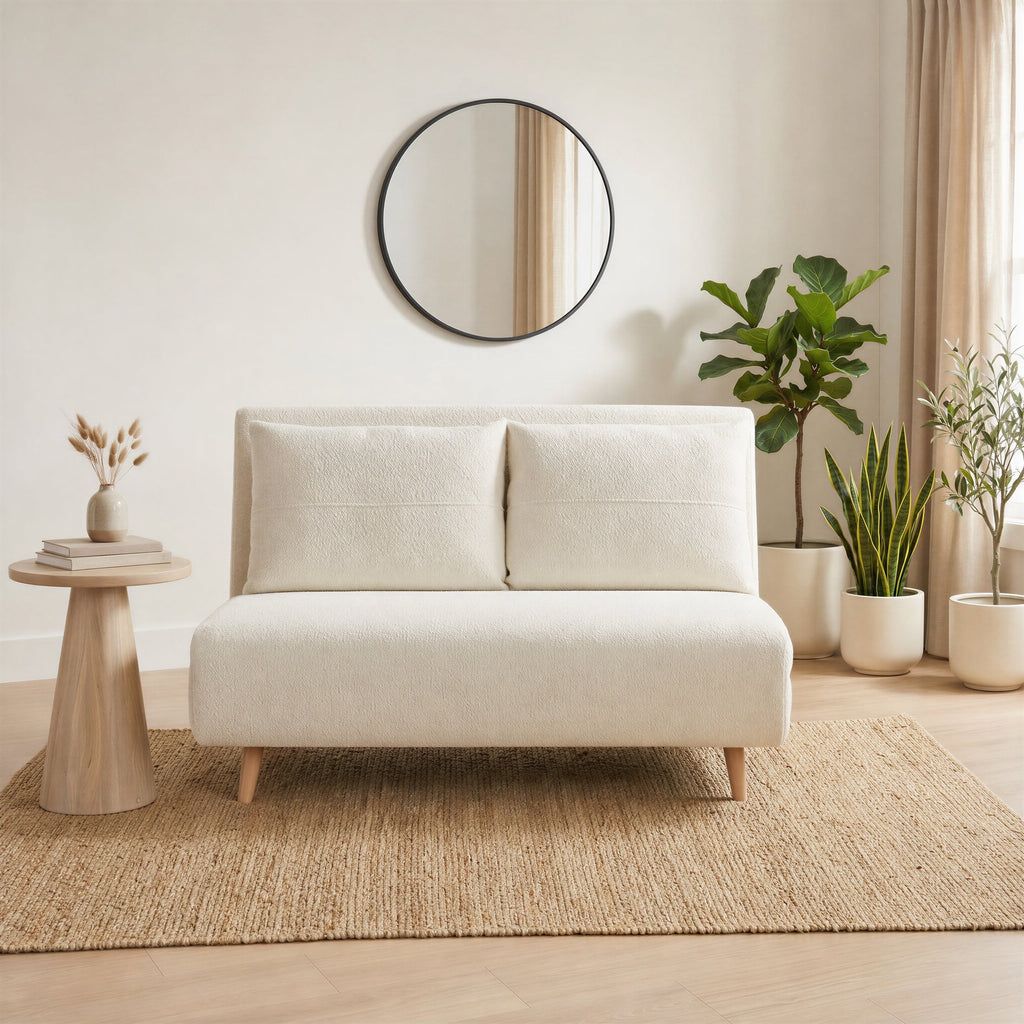 Bobby Off-White Boucle Fabric Double Folding Sofa Bed — image 7