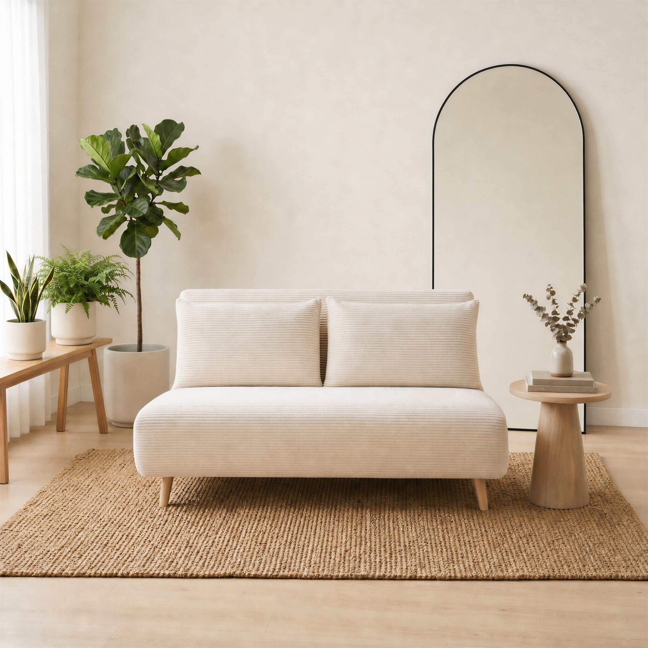 Bobby Cream Jumbo Corduroy Folding Double Sofa Bed — image 7
