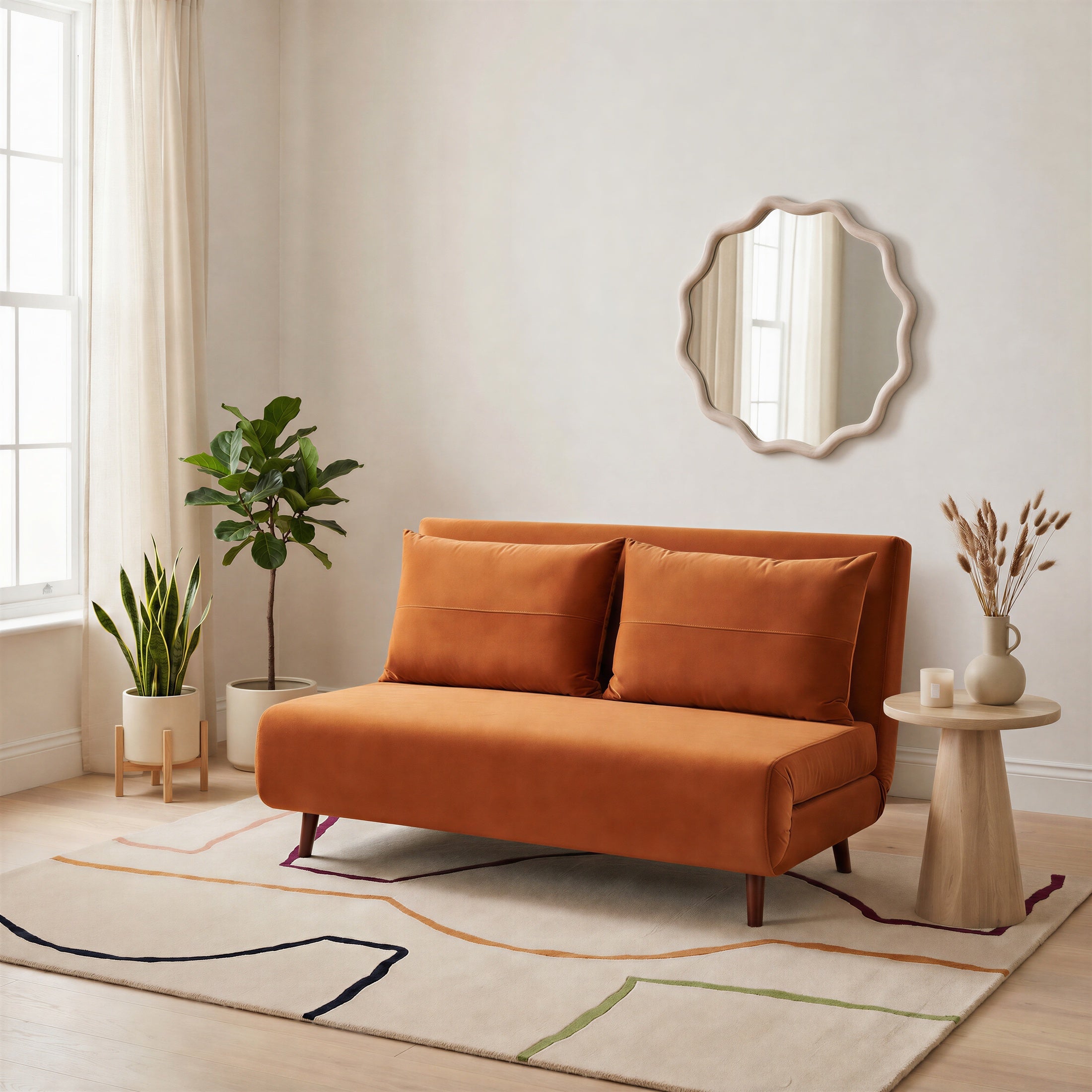 Bobby Orange Velvet Double Folding Sofa Bed — image 6
