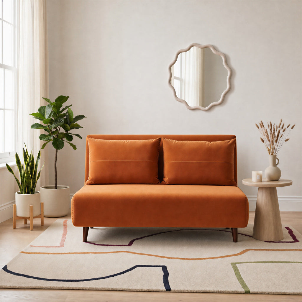 Bobby Orange Velvet Double Folding Sofa Bed — image 2