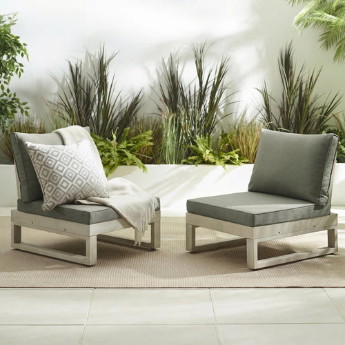 2x Brisa Limewash Wood and Grey Garden Chairs Set — image 1