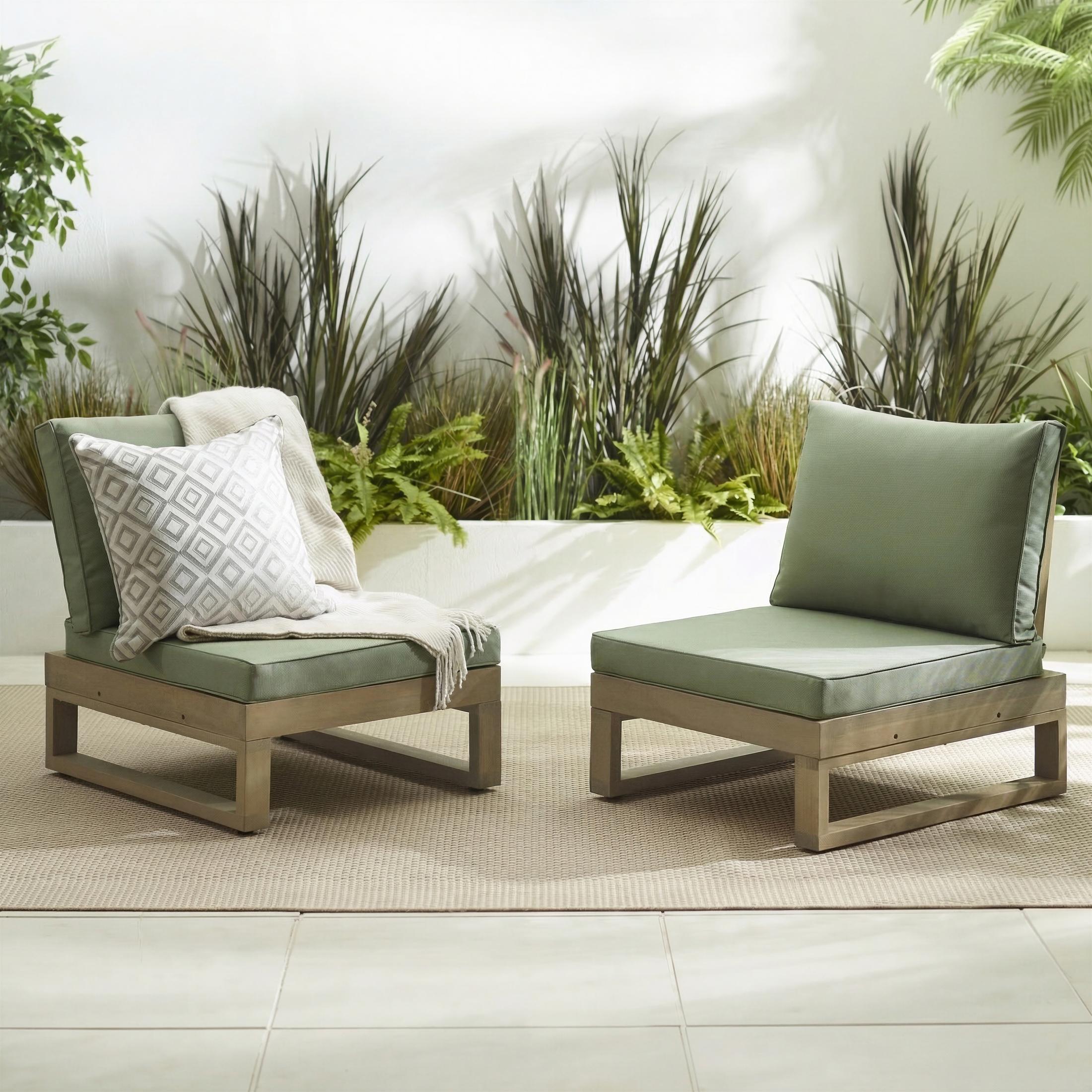 2x Brisa Natural Wood and Green Garden Chairs Set — image 1