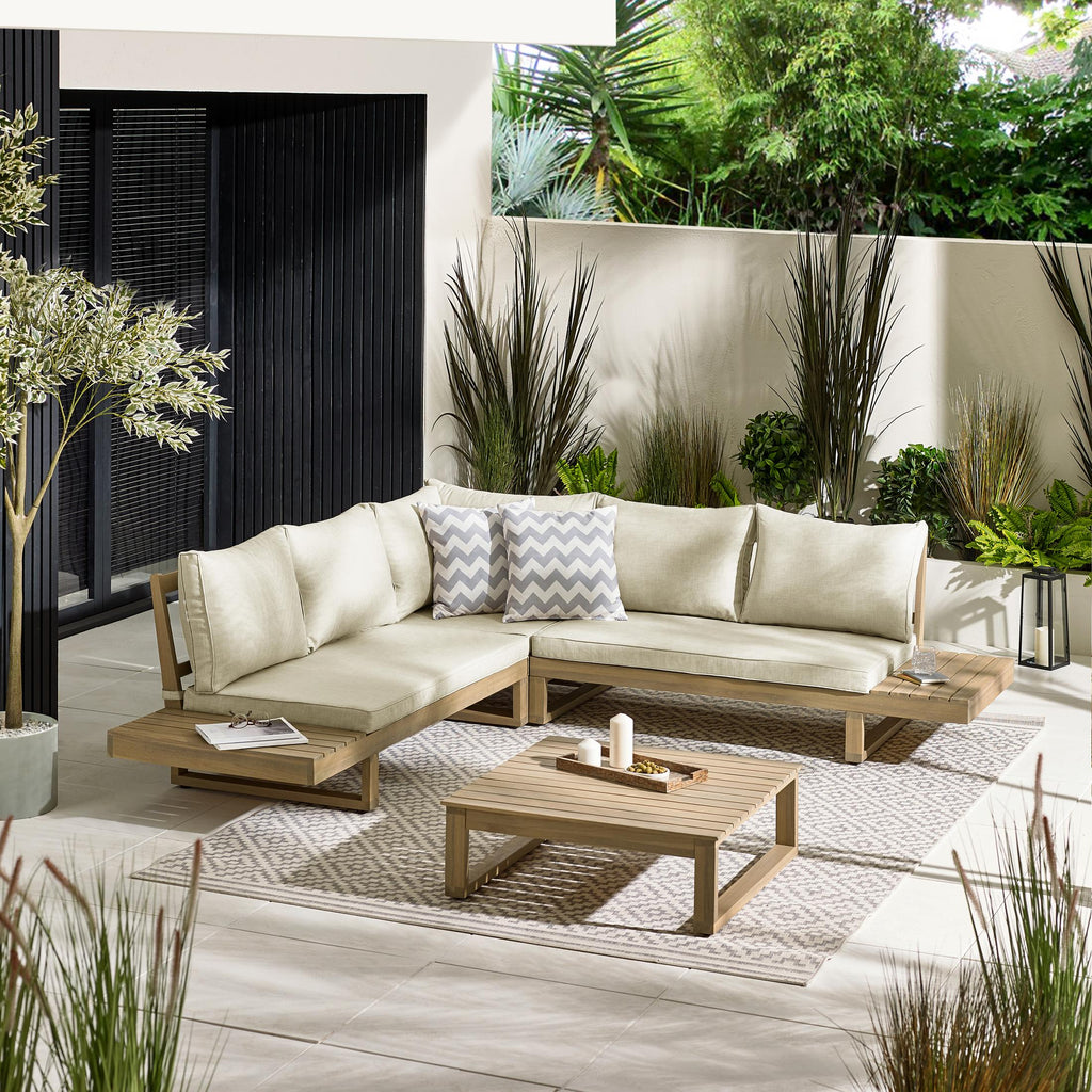 Brisa Teak Effect Wood & Cream 5/6 Seat Garden Sofa Set — image 2