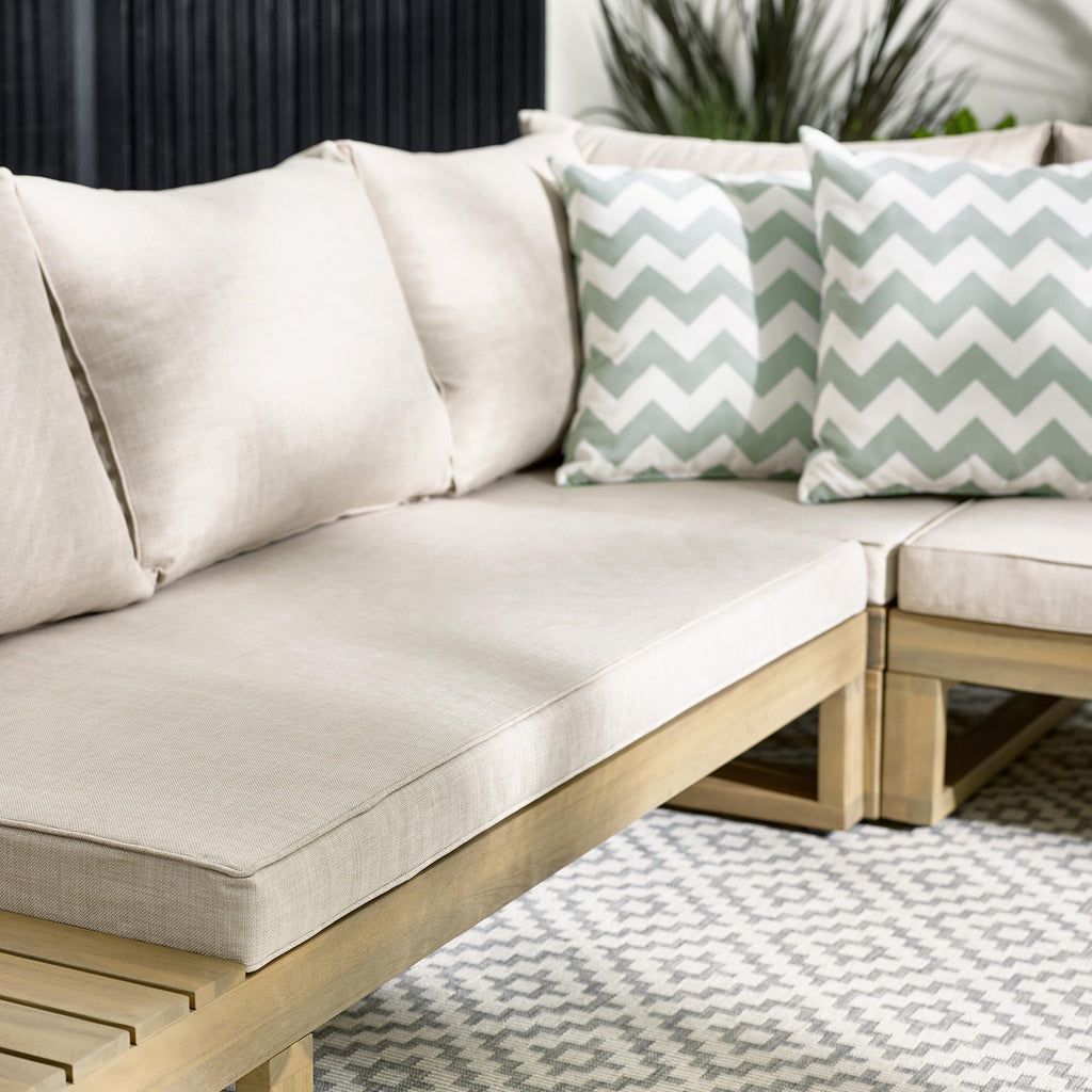 Brisa Teak Effect Wood & Cream 5/6 Seat Garden Sofa Set — image 4