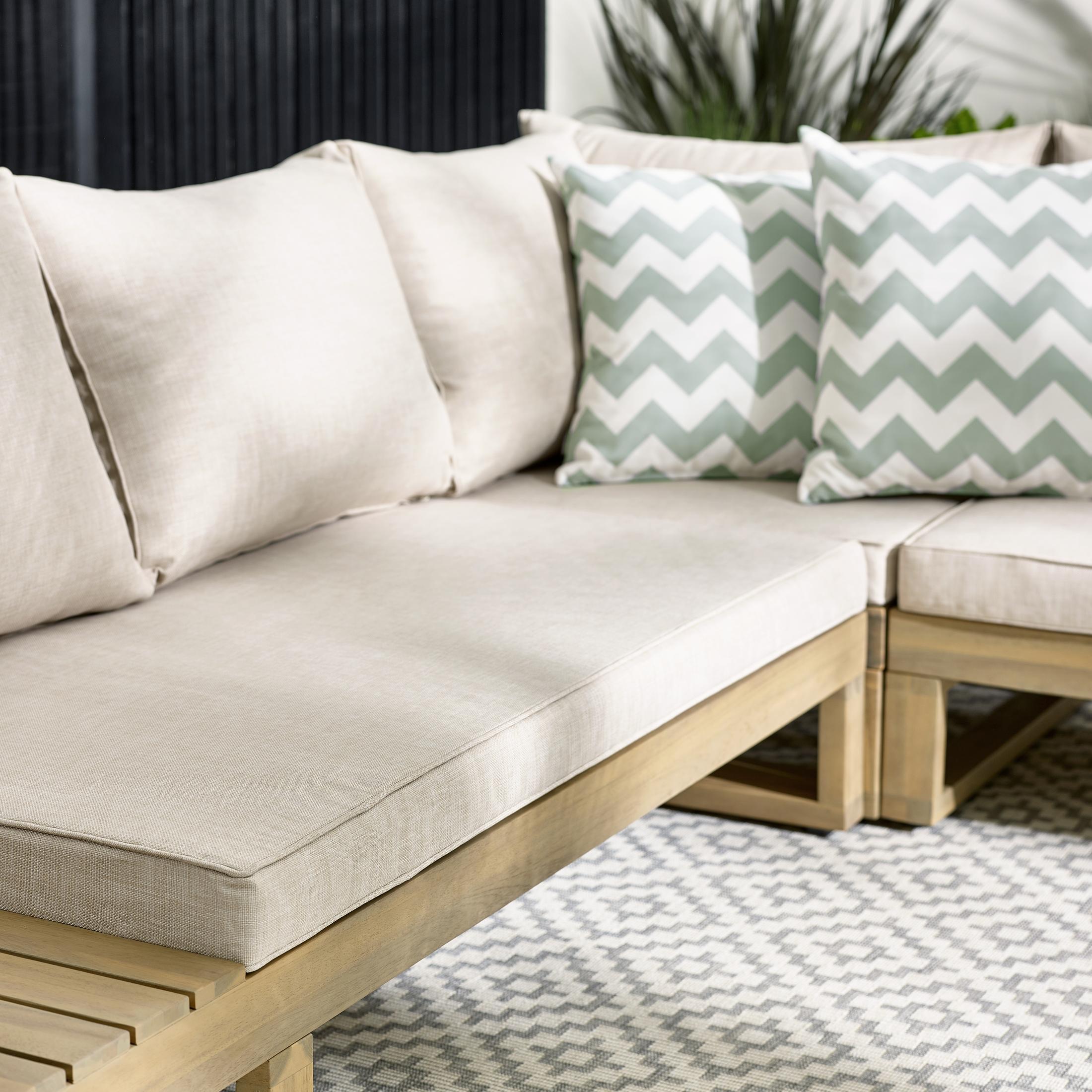 Brisa Teak Effect Wood & Cream 5/6 Seat Garden Sofa Set — image 4