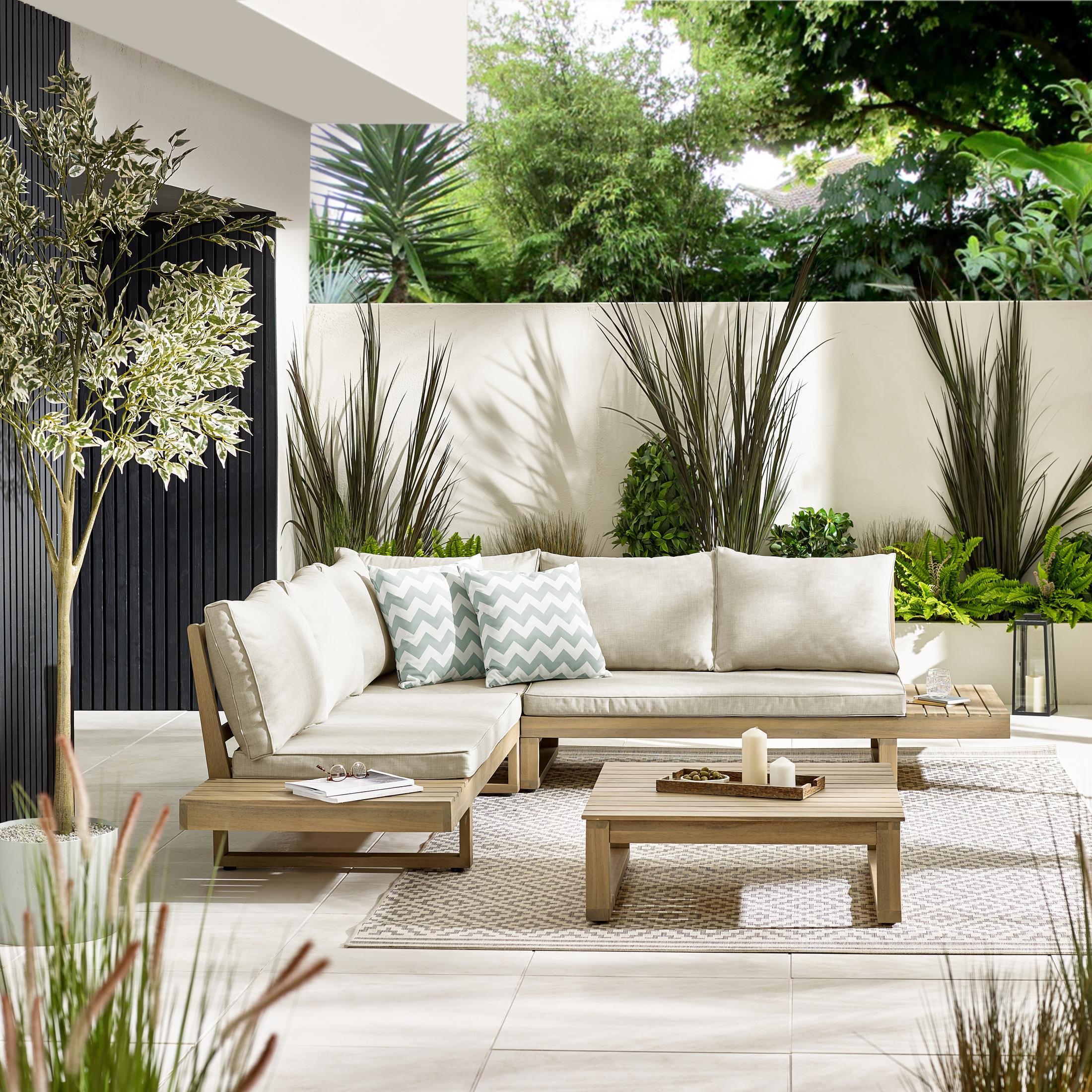 Brisa Teak Effect Wood & Cream 5/6 Seat Garden Sofa Set — image 10