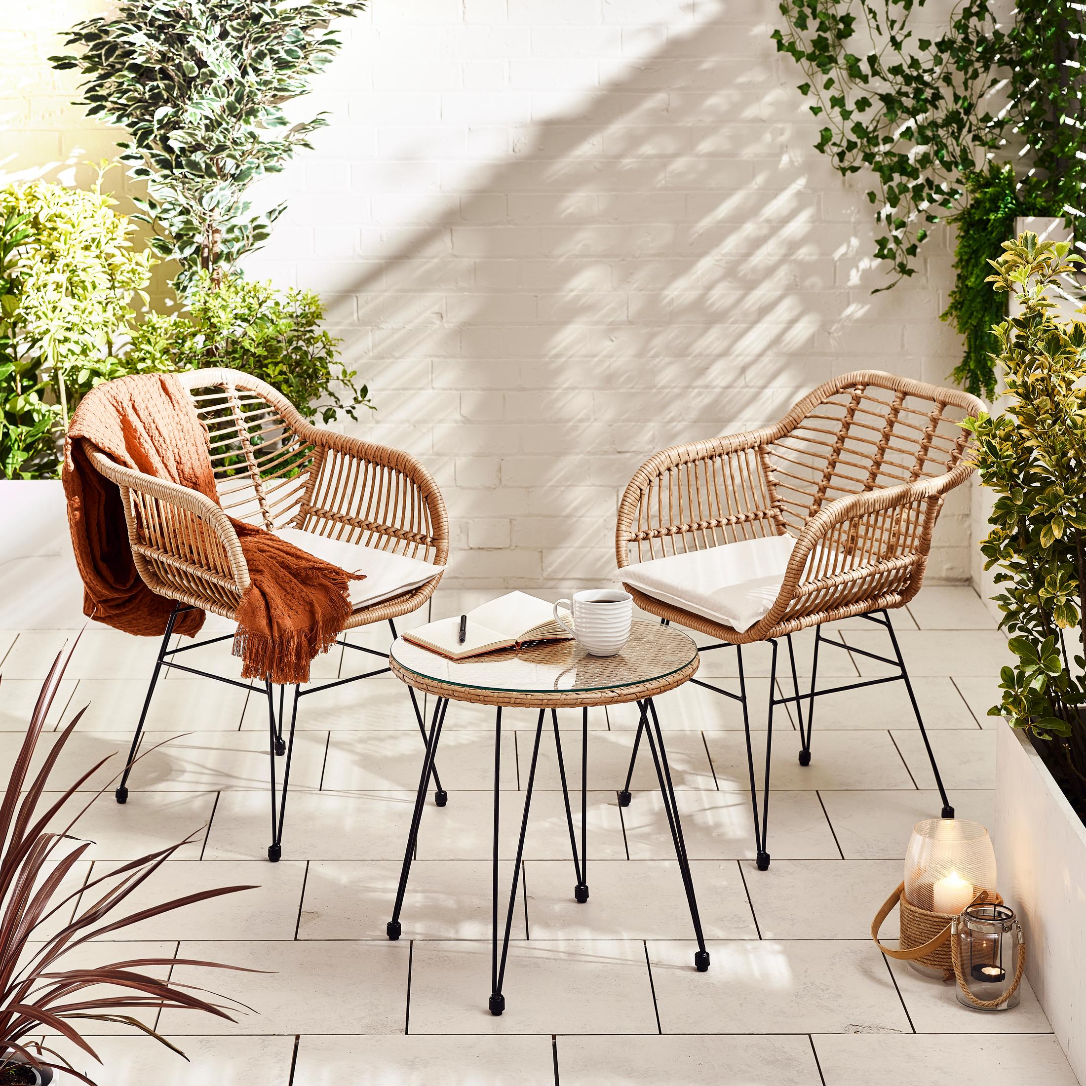 Belize Beige Rattan 2 Seat Garden Bistro Set — image 1