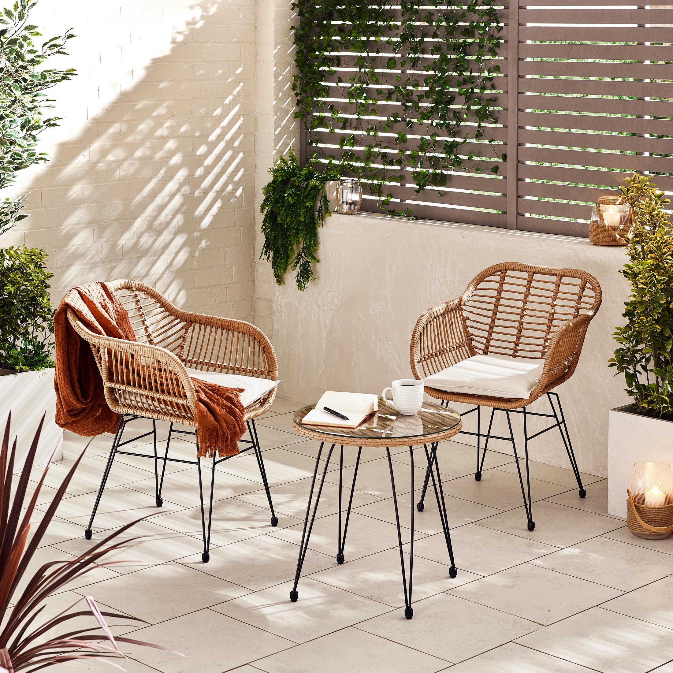 Belize Beige Rattan 2 Seat Garden Bistro Set — image 2