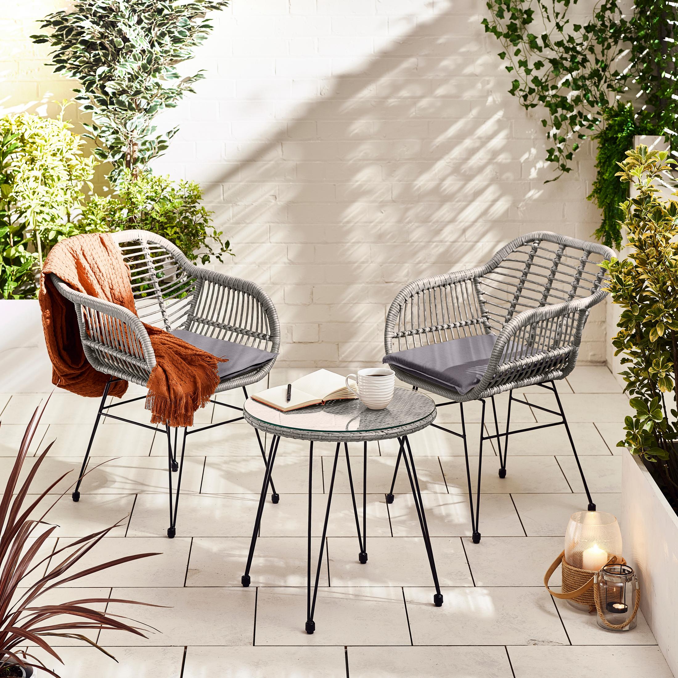 Belize Grey Rattan 2 Seat Garden Bistro Set — image 2