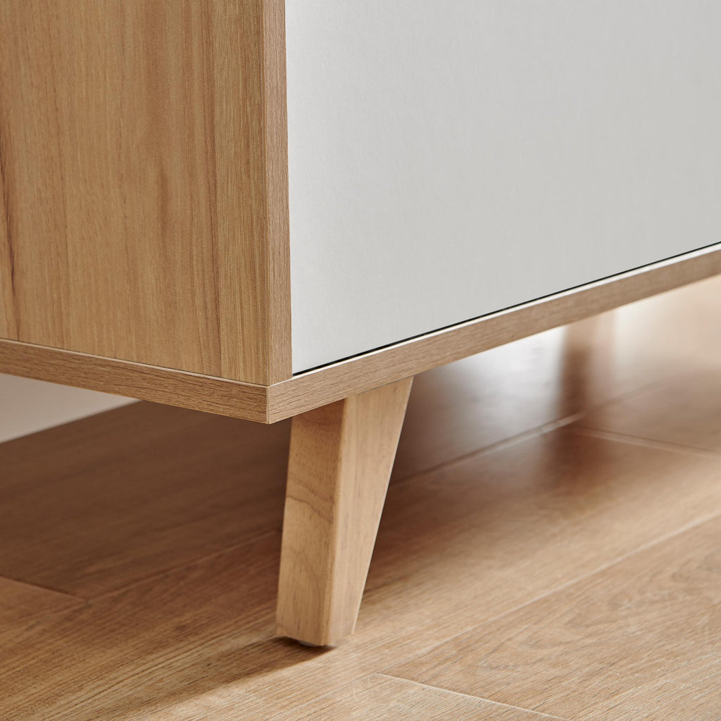 Bisset Off White and Wood Effect 2 Door Tall Storage Sideboard — image 6