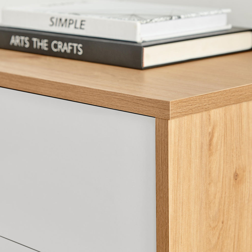 Bisset Off White and Wood Effect 5 Drawer Tall Chest of Drawers — image 10