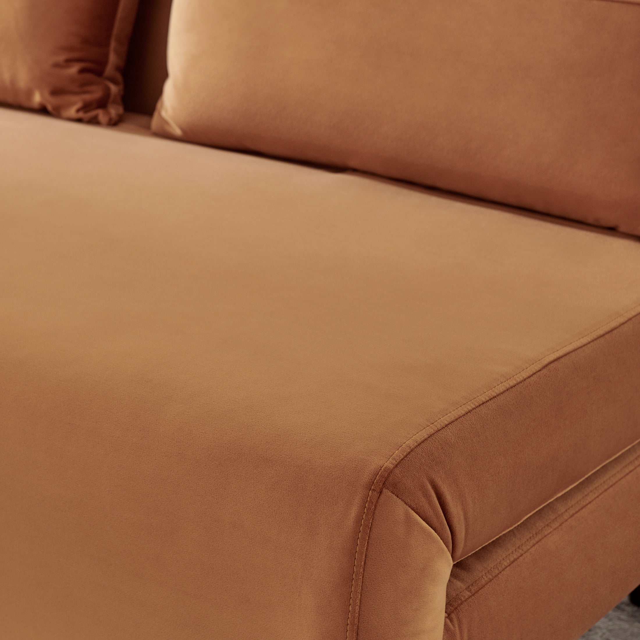 Bobby Orange Velvet Double Folding Sofa Bed — image 4