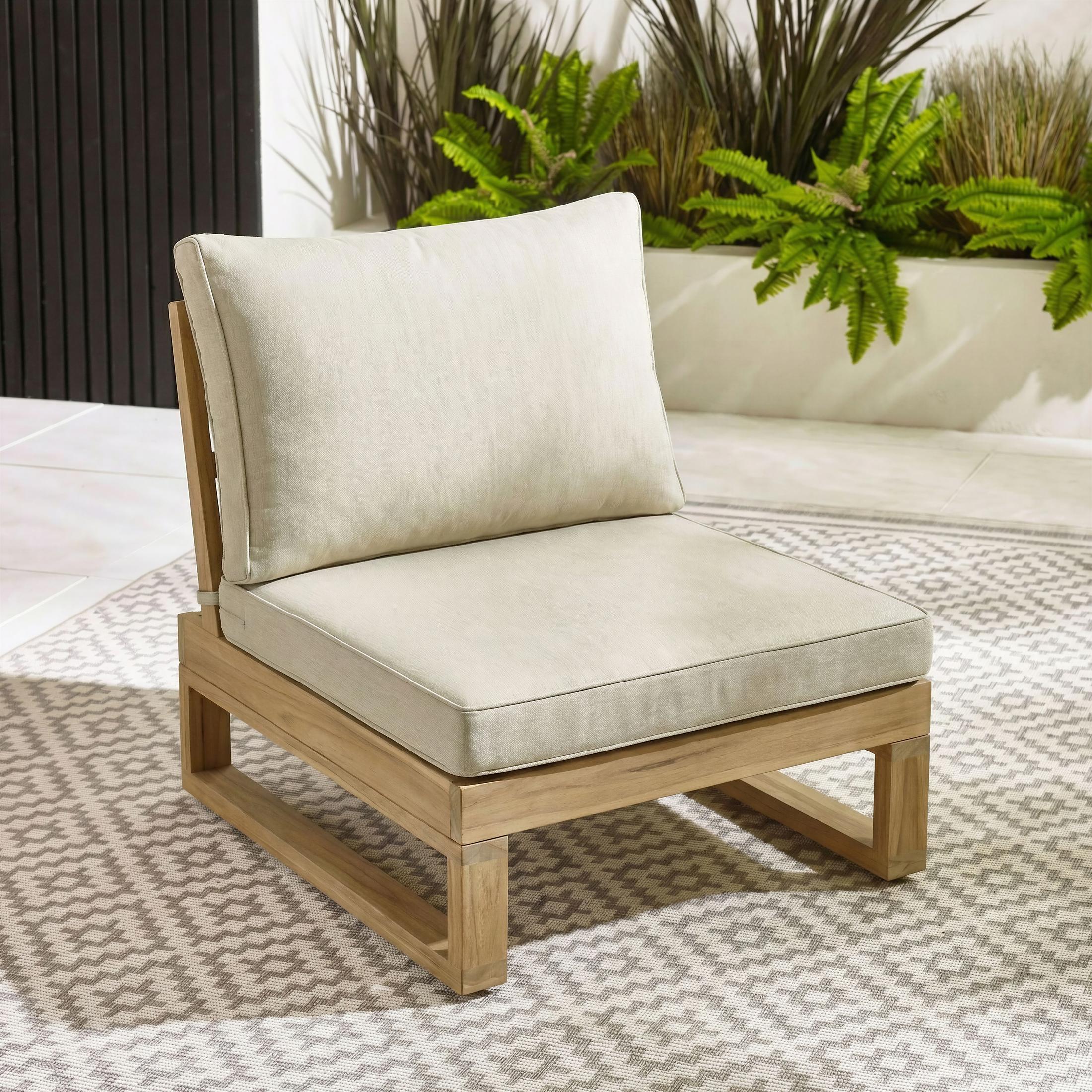 2x Brisa Natural Wood and Cream Garden Chairs Set — image 3