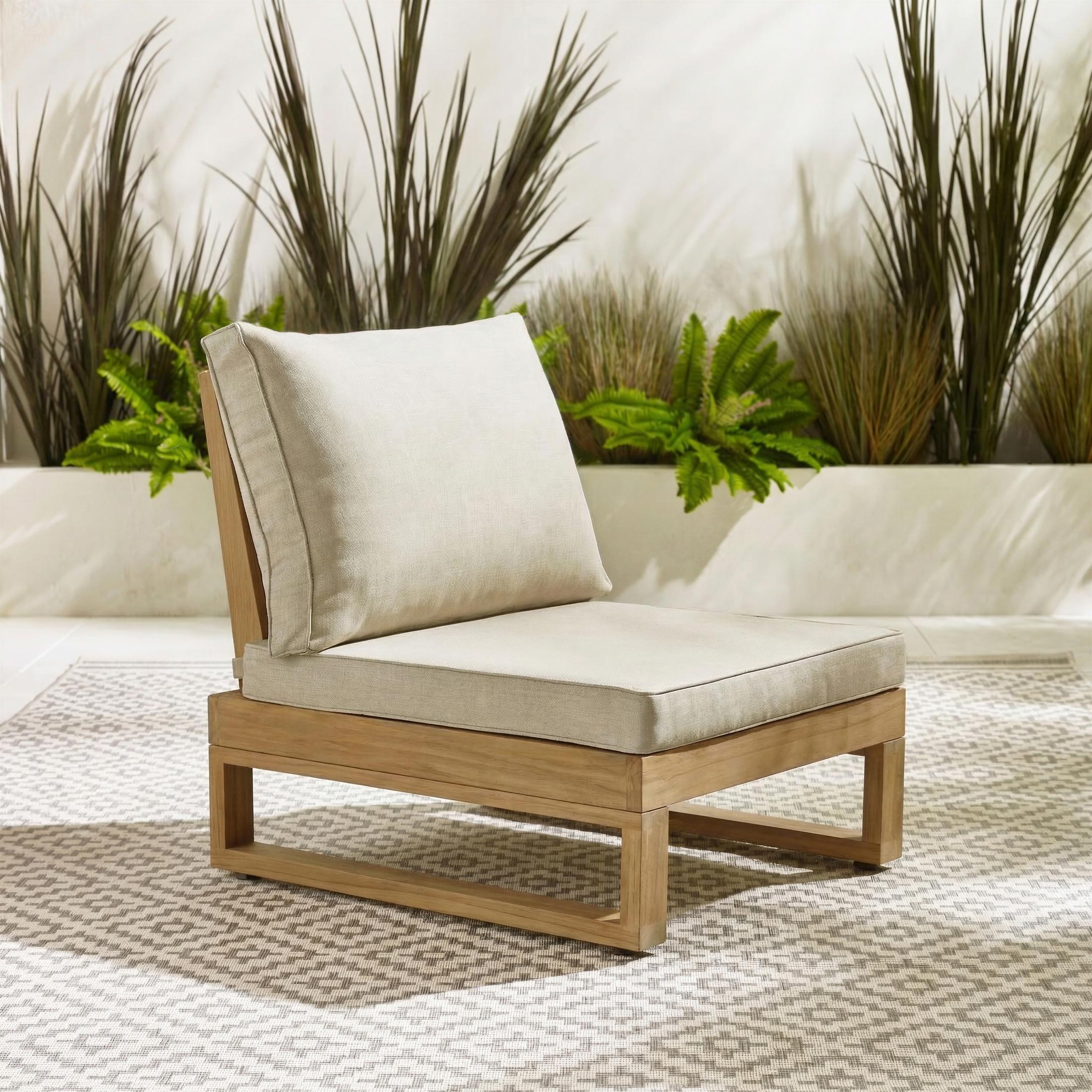 2x Brisa Natural Wood and Cream Garden Chairs Set — image 4